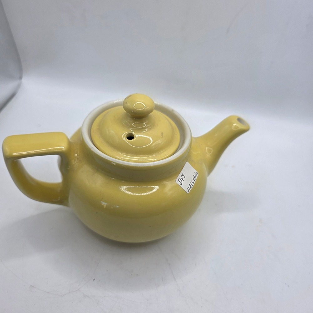 Vintage Hall China Yellow Teapot Ceramic Made in USA Mid Century Tea Pot